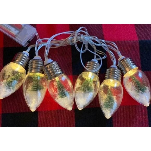 Christmas Snow Globe String Lights Bottle Brush Trees 2.5 Ft Battery LED Festive - Picture 7 of 8